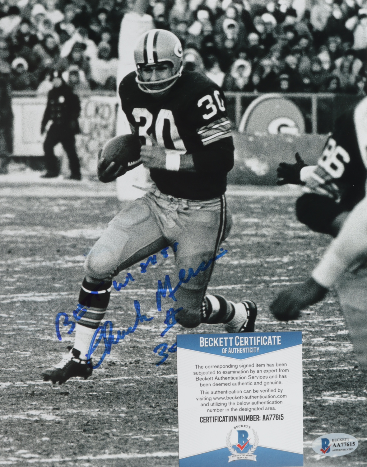 Chuck Mercein Signed Packers 8x10 Photo Inscribed "Best Wishes" (Beckett COA) at PristineAuction.com Chuck Mercein Signed Packers 8x10 Photo Inscribed "Best Wishes" (Beckett COA) at PristineAuction.com
