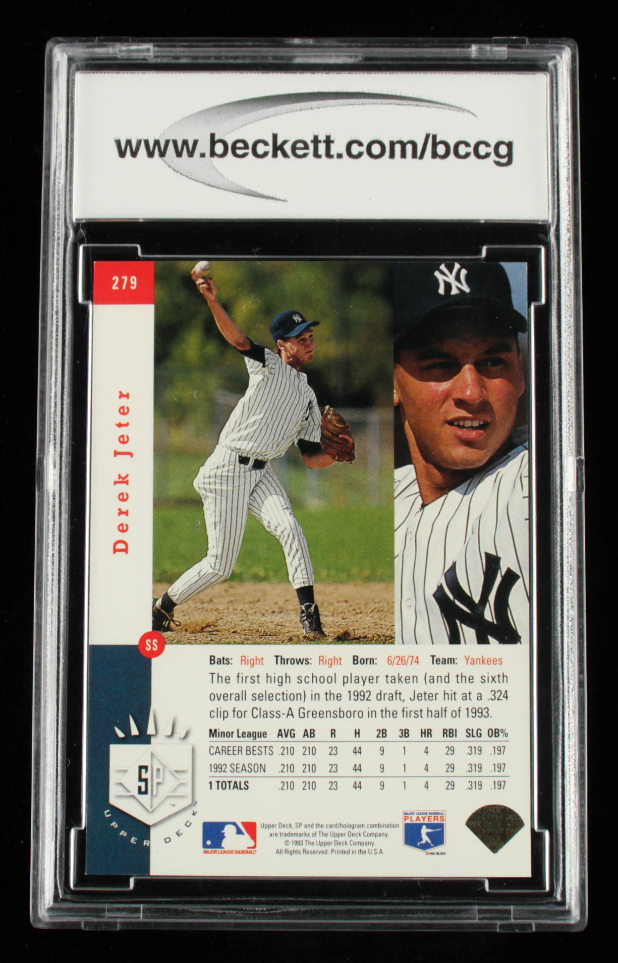 Derek Jeter 1993 SP #279 FOIL RC (BCCG 10) at PristineAuction.com Derek Jeter 1993 SP #279 FOIL RC (BCCG 10) at PristineAuction.com
