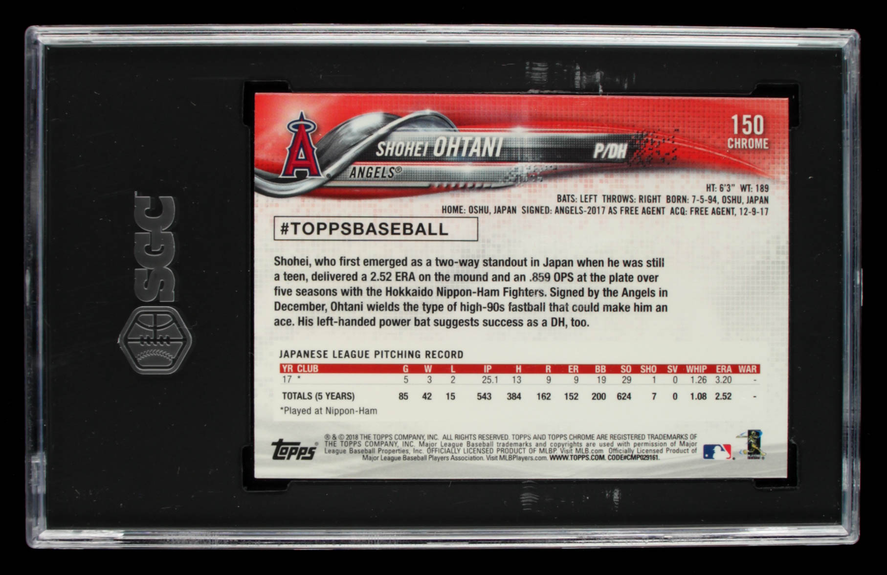 Shohei Ohtani 2018 Topps Chrome #150 RC (SGC 10) at PristineAuction.com Shohei Ohtani 2018 Topps Chrome #150 RC (SGC 10) at PristineAuction.com