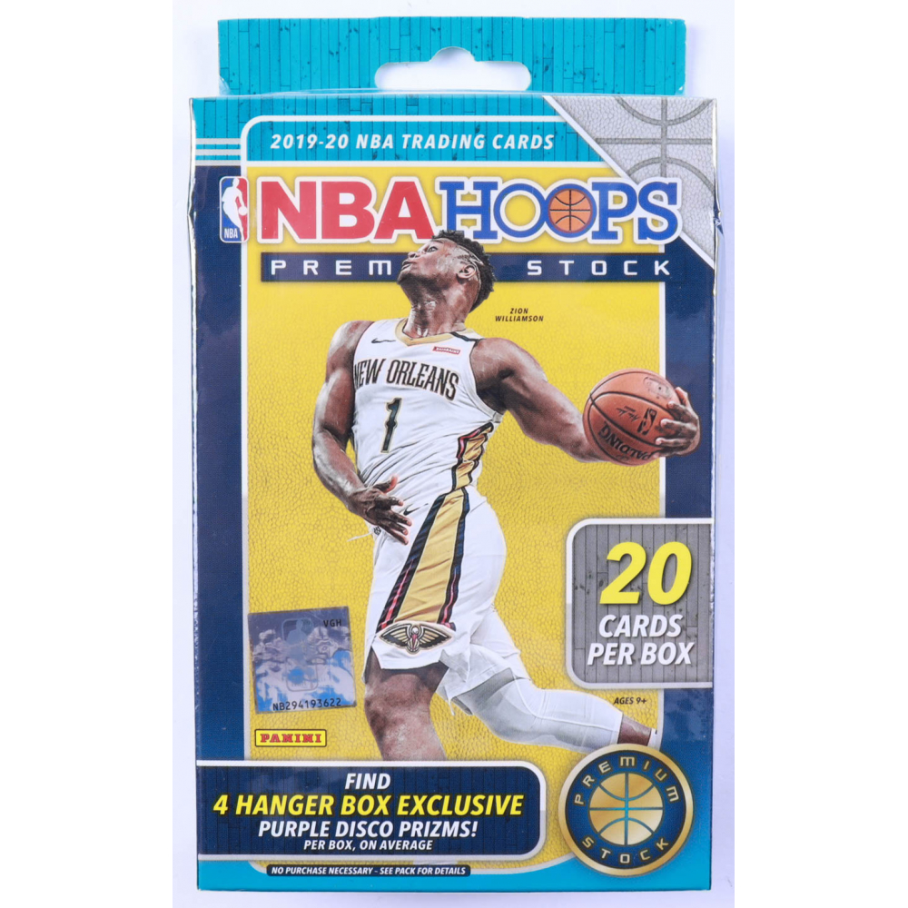 2019-20 NBA Hoops Premium Stock Basketball Hanger Box with (20) Cards at PristineAuction.com
