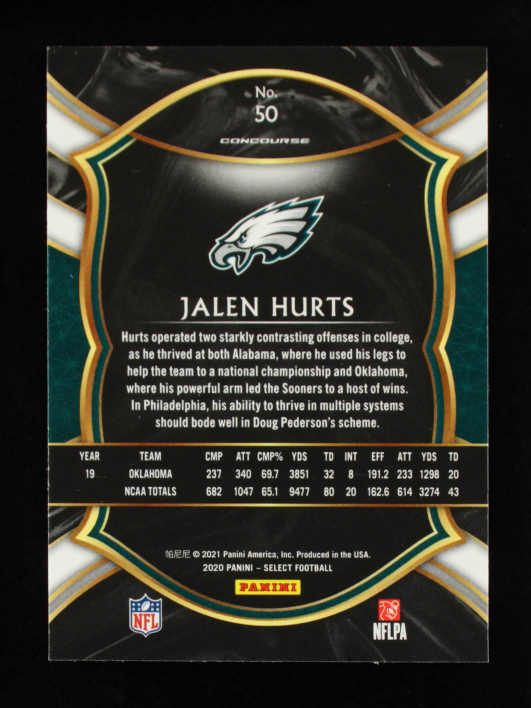 Jalen Hurts 2020 Select #50 RC at PristineAuction.com Jalen Hurts 2020 Select #50 RC at PristineAuction.com
