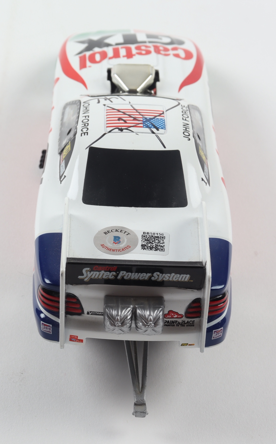 John Force Signed LE Castrol GTX 1998 Mustang Funny Car 1:24 Action Die Cast Car (Beckett COA) (See Description) at PristineAuction.com John Force Signed LE Castrol GTX 1998 Mustang Funny Car 1:24 Action Die Cast Car (Beckett COA) (See Description) at PristineAuction.com