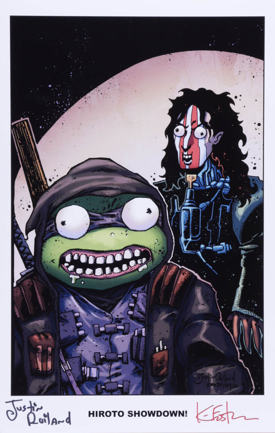 Kevin Eastman & Justin Roiland Signed "Hiroto Showdown!" 11x17 Photo (Beckett COA) (See Description) at PristineAuction.com Kevin Eastman & Justin Roiland Signed "Hiroto Showdown!" 11x17 Photo (Beckett COA) (See Description) at PristineAuction.com