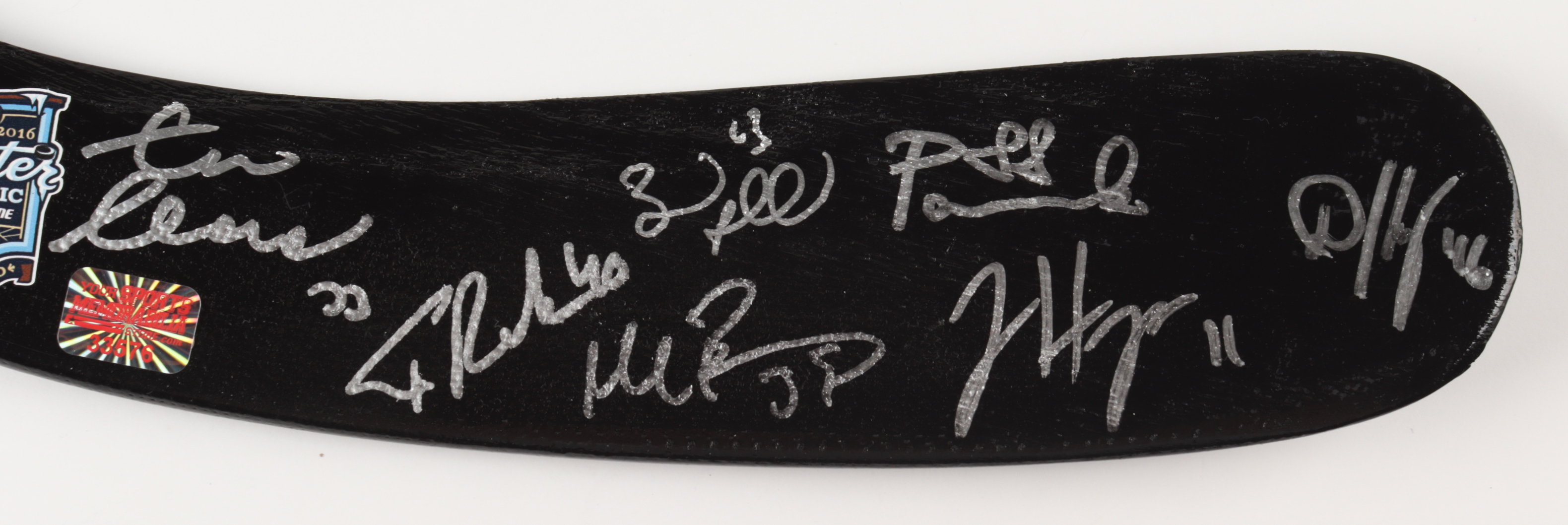 2016 Bruins Winter Classic Logo Hockey Stick Blade Signed by (12) with Patrice Bergeron, Brad Marchand, Zdeno Chara, David Pastrnak (YSMS LOA) (See Description) at PristineAuction.com 2016 Bruins Winter Classic Logo Hockey Stick Blade Signed by (12) with Patrice Bergeron, Brad Marchand, Zdeno Chara, David Pastrnak (YSMS LOA) (See Description) at PristineAuction.com