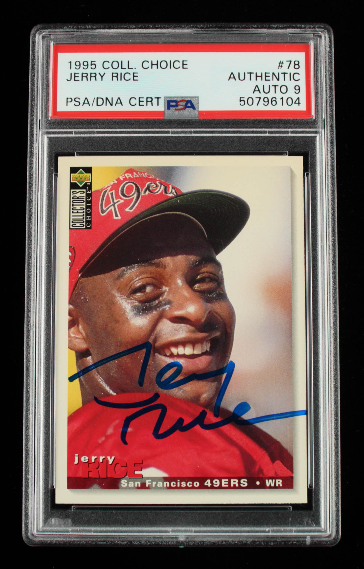Jerry Rice Signed 1995 Collector's Choice #78 (PSA Encapsulated) at PristineAuction.com Jerry Rice Signed 1995 Collector's Choice #78 (PSA Encapsulated) at PristineAuction.com