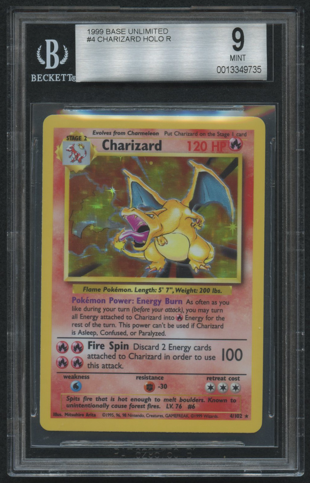 Charizard 1999 Pokemon Base Unlimited #4 Holo (BGS 9) at PristineAuction.com Charizard 1999 Pokemon Base Unlimited #4 Holo (BGS 9) at PristineAuction.com