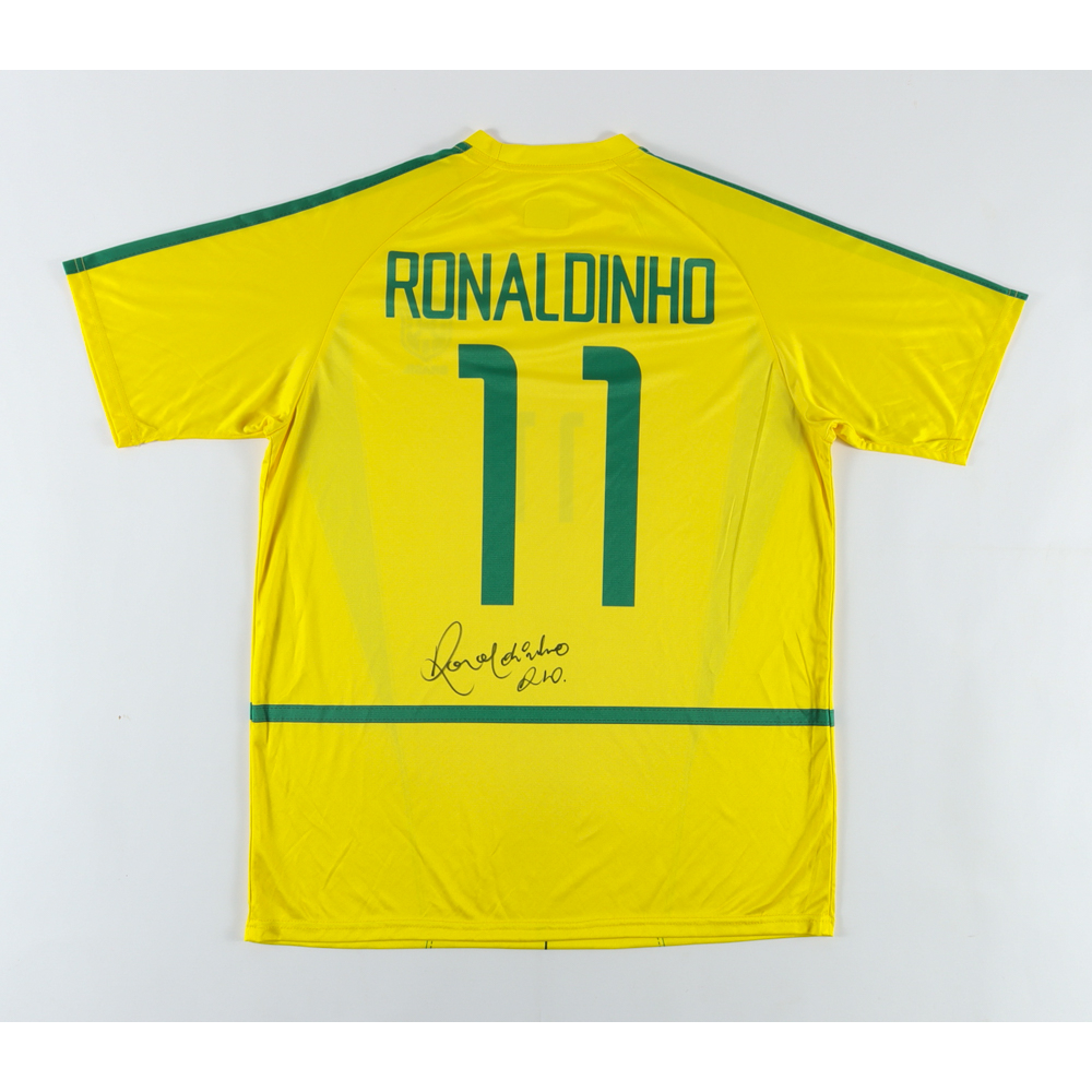 Chemise Encadrée Signée Ronaldinho Authentifiée Beckett - Légende Brésilienne, Maillot De Football