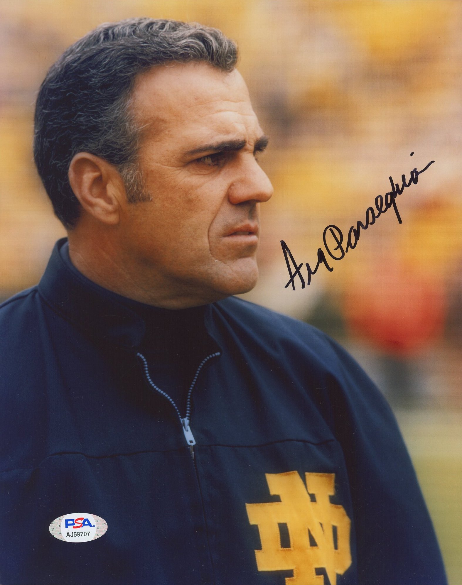 Ara Parseghian Signed Notre Dame Fighting Irish 8x10 Photo (PSA COA) at PristineAuction.com Ara Parseghian Signed Notre Dame Fighting Irish 8x10 Photo (PSA COA) at PristineAuction.com