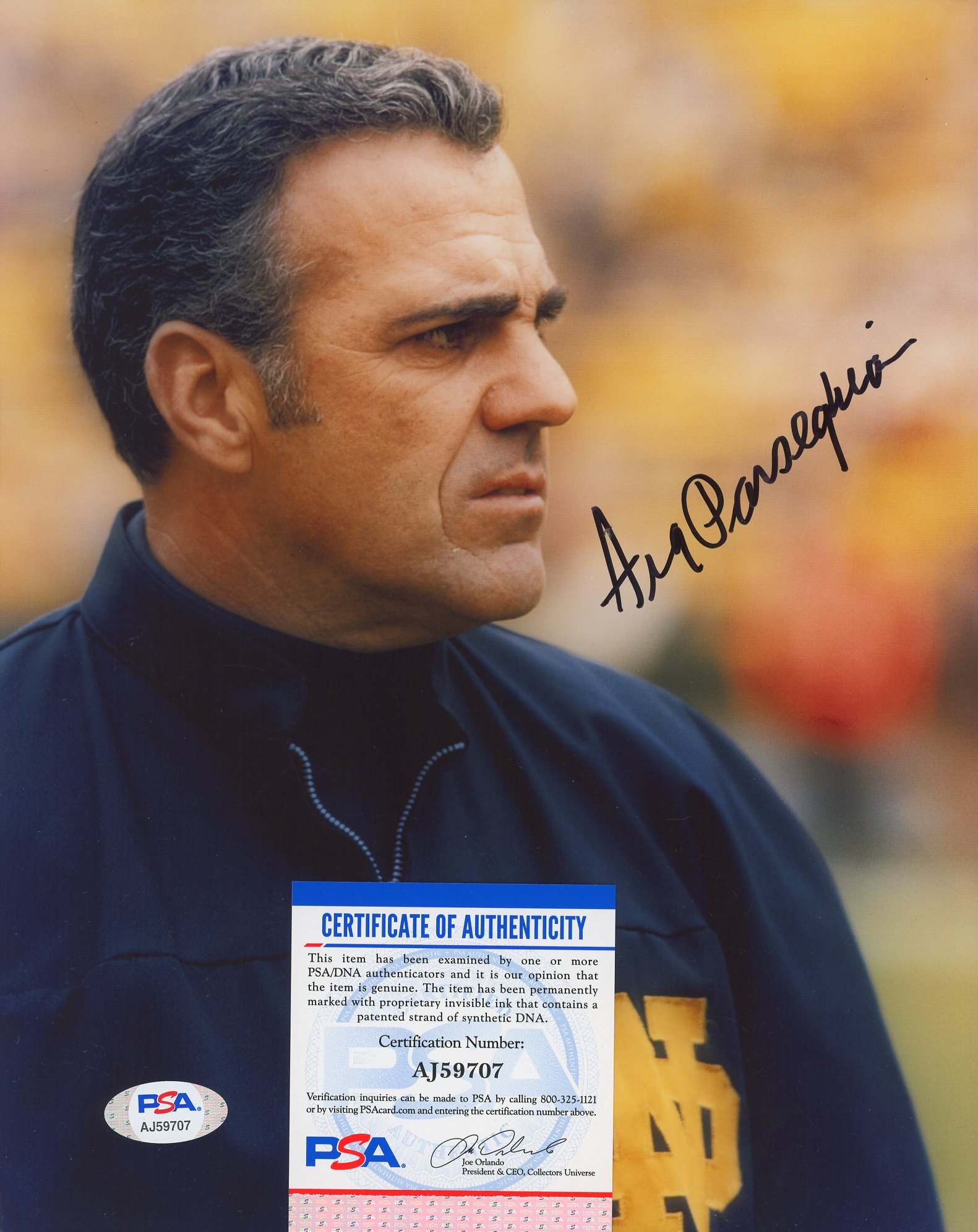 Ara Parseghian Signed Notre Dame Fighting Irish 8x10 Photo (PSA COA) at PristineAuction.com Ara Parseghian Signed Notre Dame Fighting Irish 8x10 Photo (PSA COA) at PristineAuction.com
