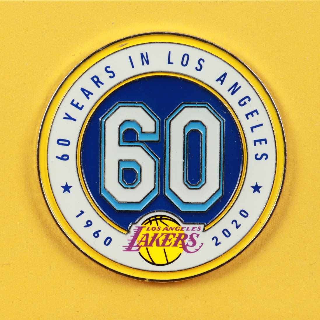 Kobe Bryant 13x16 Custom Framed Photo with Official 60th Anniversary Lakers Pin (See Description) at PristineAuction.com Kobe Bryant 13x16 Custom Framed Photo with Official 60th Anniversary Lakers Pin (See Description) at PristineAuction.com