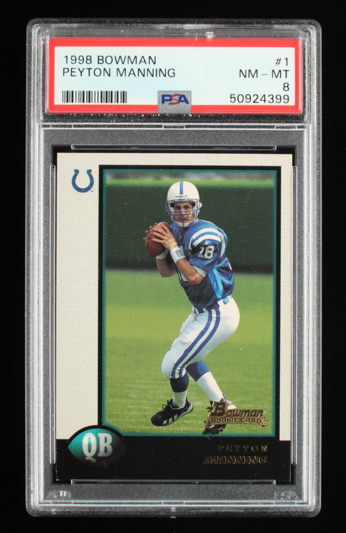 Peyton Manning 1998 Bowman RC #1 (PSA 8) at PristineAuction.com Peyton Manning 1998 Bowman RC #1 (PSA 8) at PristineAuction.com