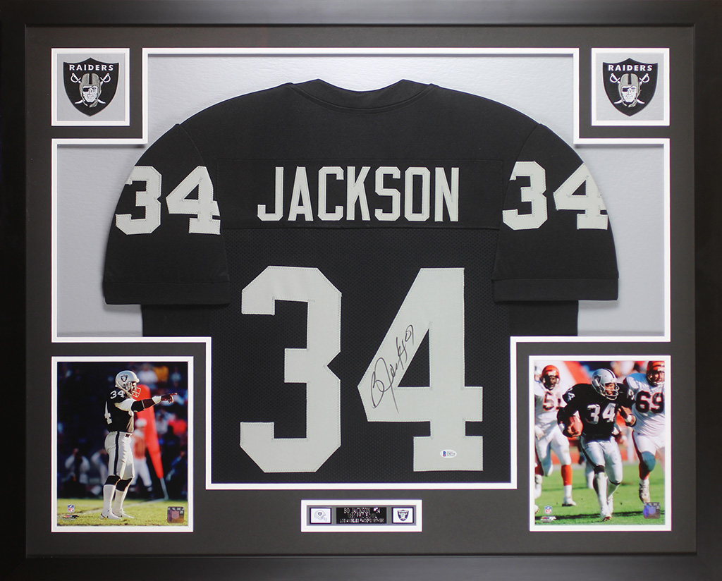 Bo Jackson Signed 35x43 Custom Framed Jersey Display (Beckett) at PristineAuction.com Bo Jackson Signed 35x43 Custom Framed Jersey Display (Beckett) at PristineAuction.com