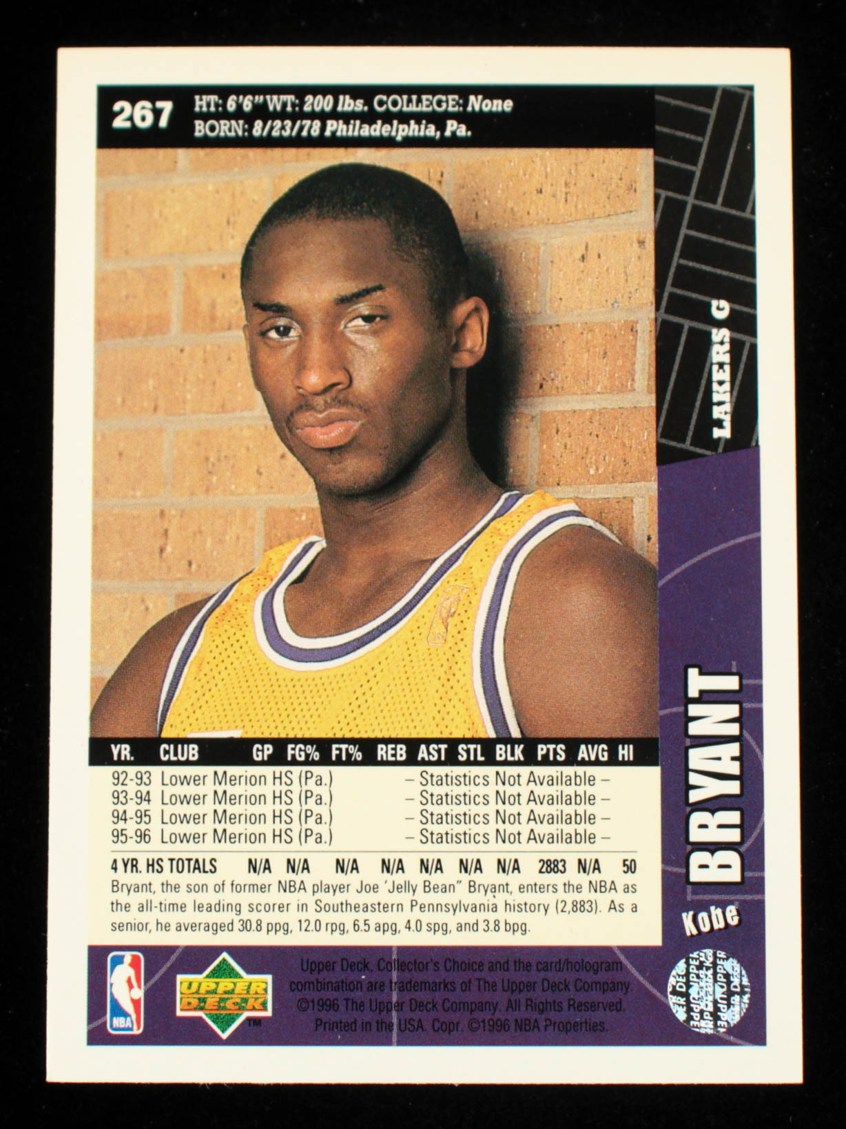 Kobe Bryant 1996-97 Collector's Choice #267 RC at PristineAuction.com Kobe Bryant 1996-97 Collector's Choice #267 RC at PristineAuction.com