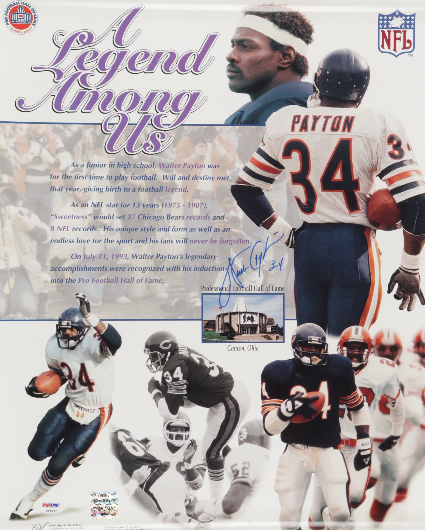 Walter Payton Signed Bears 16x20 Poster (PSA LOA) at PristineAuction.com Walter Payton Signed Bears 16x20 Poster (PSA LOA) at PristineAuction.com