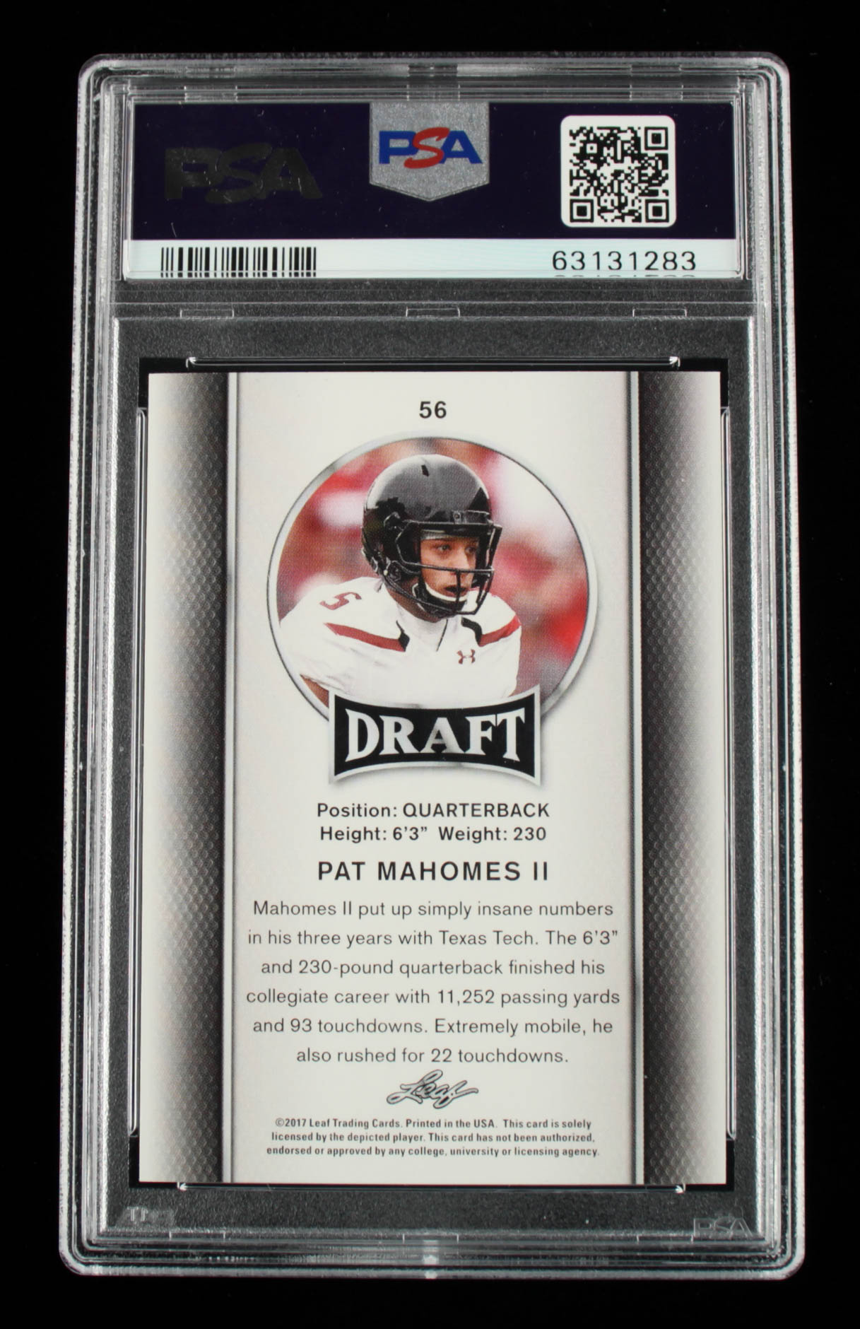 Patrick Mahomes II 2017 Leaf Draft #56 (PSA 10) at PristineAuction.com Patrick Mahomes II 2017 Leaf Draft #56 (PSA 10) at PristineAuction.com