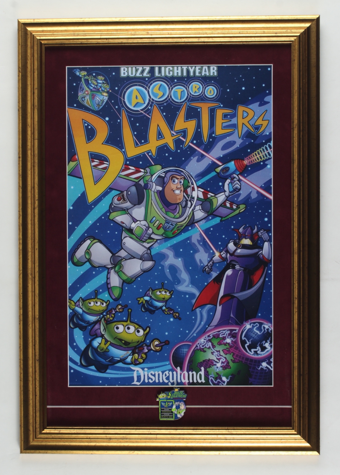 Disneyland "Buzz Lightyear Astro Blaster" 16x24 Custom Framed Print Display with Official Ride Pin at PristineAuction.com Disneyland "Buzz Lightyear Astro Blaster" 16x24 Custom Framed Print Display with Official Ride Pin at PristineAuction.com
