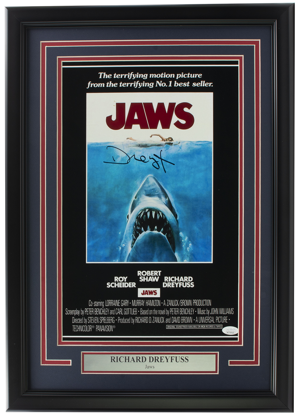 Richard Dreyfuss "Jaws" 11x17 Custom Framed Poster Display (JSA COA) at PristineAuction.com Richard Dreyfuss "Jaws" 11x17 Custom Framed Poster Display (JSA COA) at PristineAuction.com
