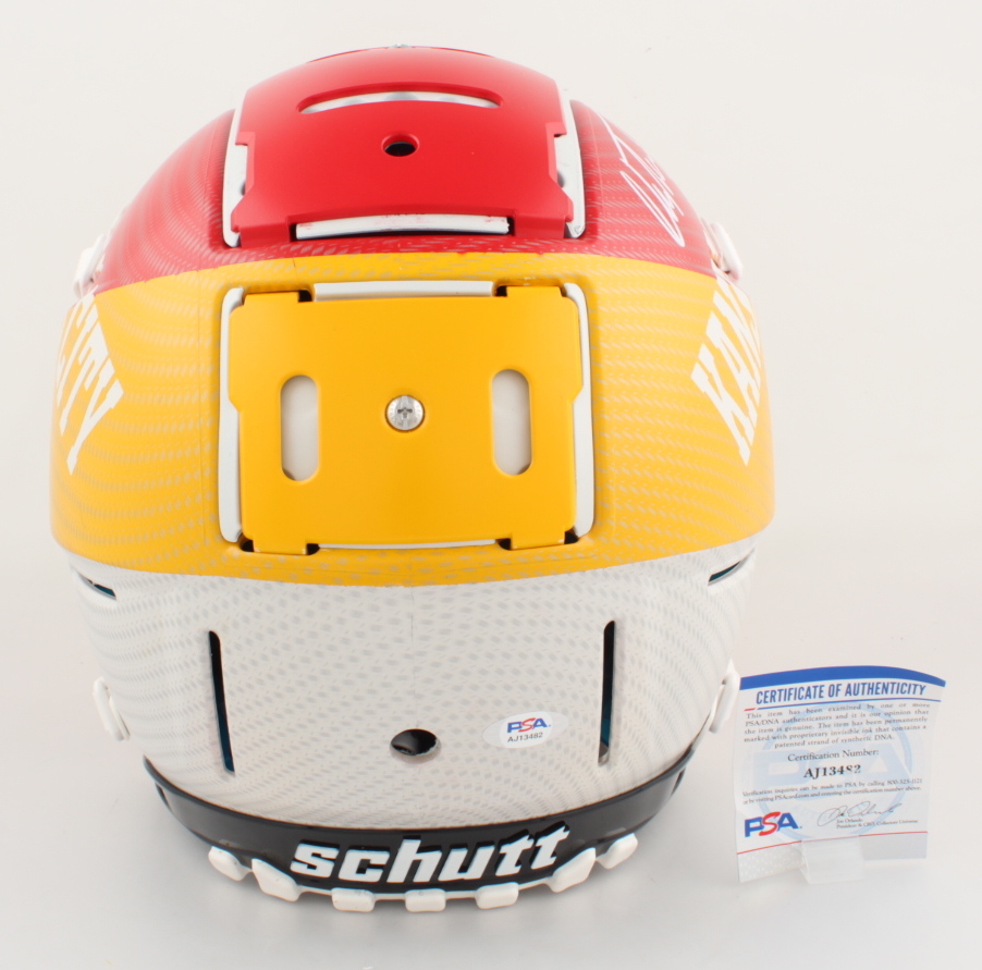 Christian Okoye Signed Full-Size Authentic On-Field Hydro Dipped F7 Helmet (PSA COA) at PristineAuction.com Christian Okoye Signed Full-Size Authentic On-Field Hydro Dipped F7 Helmet (PSA COA) at PristineAuction.com