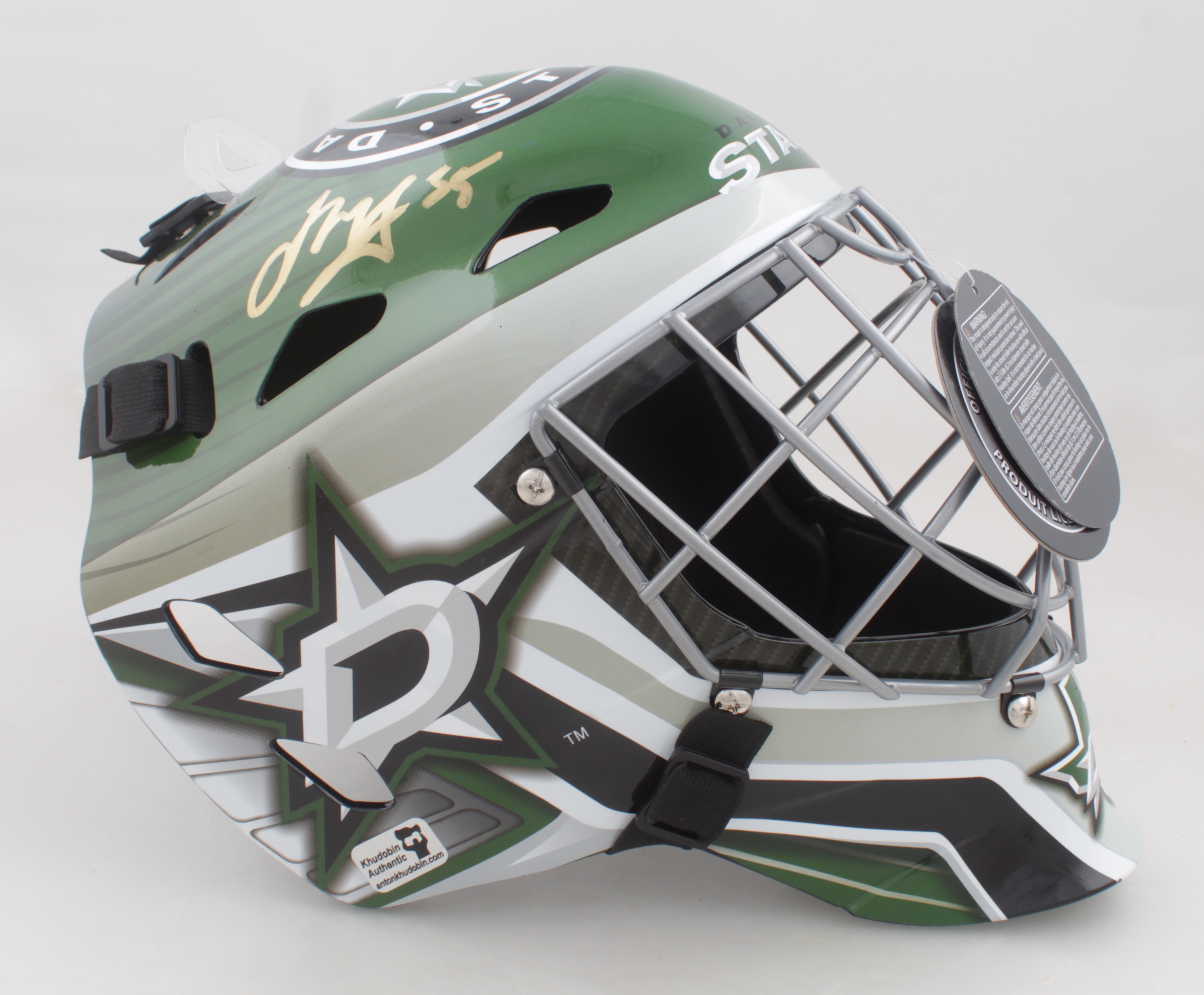 Anton Khudobin Signed Stars Full-Size Hockey Goalie Mask (Khudobin) at PristineAuction.com Anton Khudobin Signed Stars Full-Size Hockey Goalie Mask (Khudobin) at PristineAuction.com
