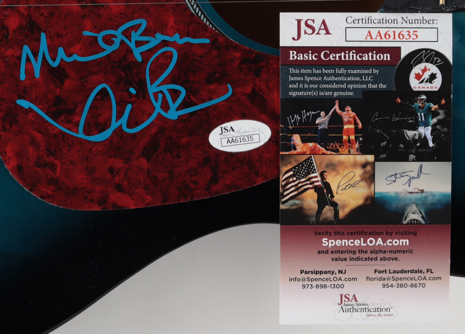 Kevin Bacon & Michael Bacon Signed 38" Acoustic Guitar (JSA COA) (See Description) at PristineAuction.com Kevin Bacon & Michael Bacon Signed 38" Acoustic Guitar (JSA COA) (See Description) at PristineAuction.com