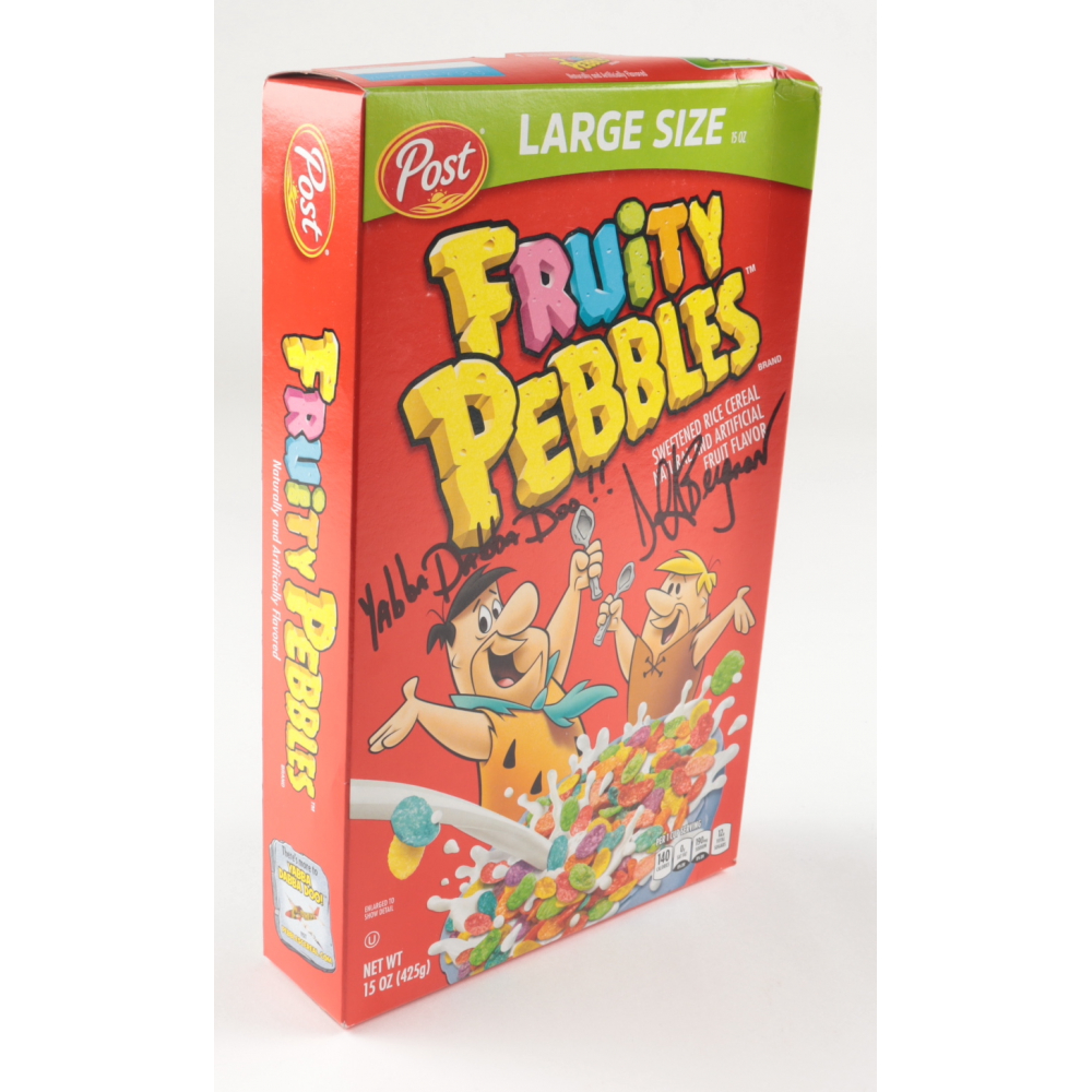 Jeff Bergman Signed Fruity Pebbles Cereal Box Inscribed "Yabba Dabba