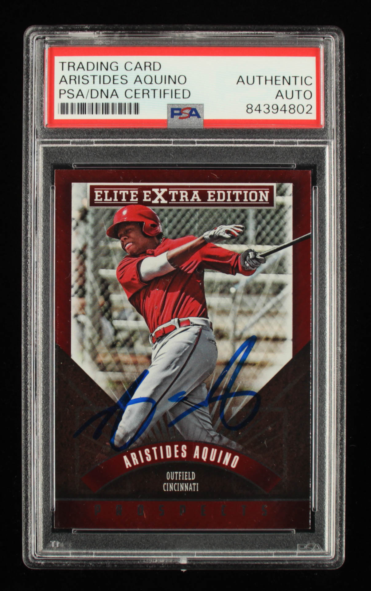 Aristides Aquino Signed 2015 Elite Extra Edition #143 (PSA Encapsulated) at PristineAuction.com Aristides Aquino Signed 2015 Elite Extra Edition #143 (PSA Encapsulated) at PristineAuction.com