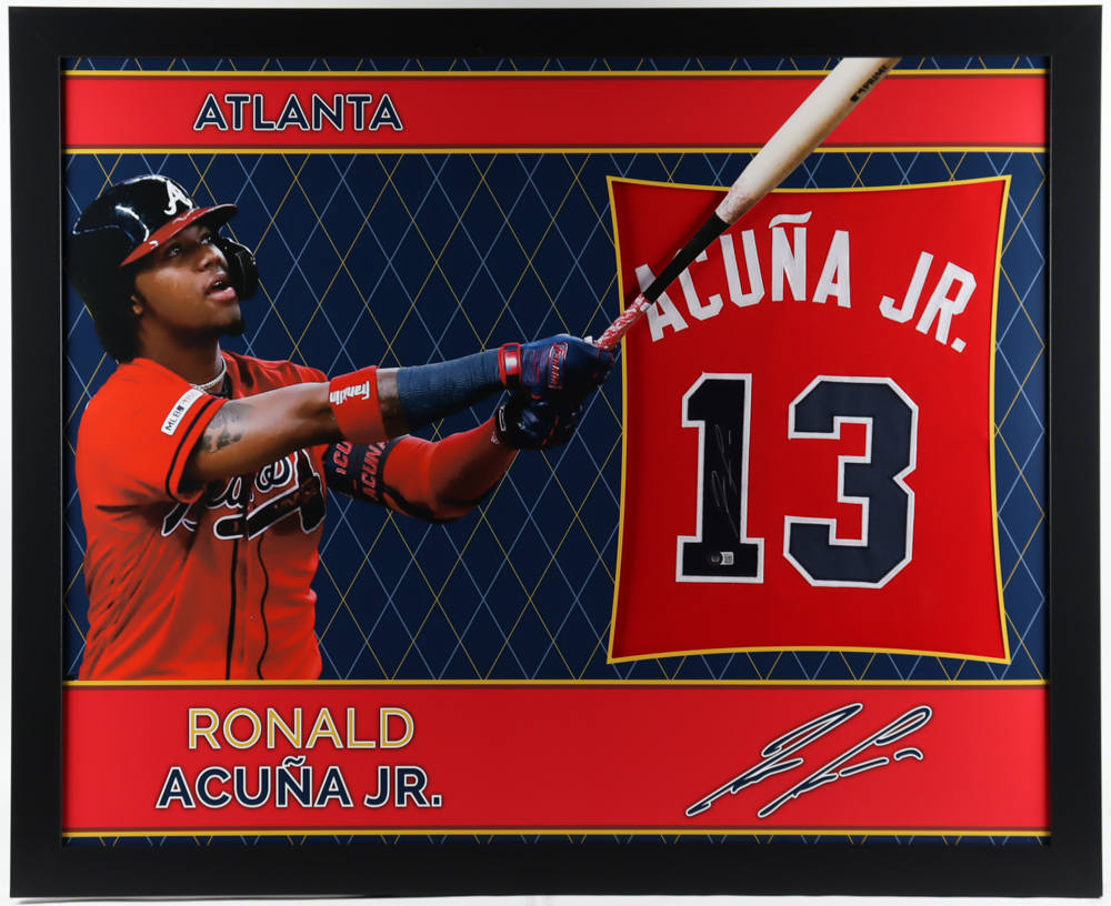 Ronald Acuna Jr. Signed 35x43 Custom Framed Jersey (Beckett COA) (See Description) at PristineAuction.com Ronald Acuna Jr. Signed 35x43 Custom Framed Jersey (Beckett COA) (See Description) at PristineAuction.com