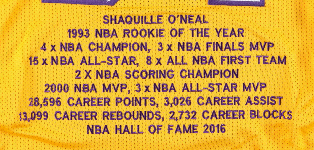 Shaquille O'Neal Signed Career Highlight Stat Jersey (Beckett Hologram) at PristineAuction.com Shaquille O'Neal Signed Career Highlight Stat Jersey (Beckett Hologram) at PristineAuction.com