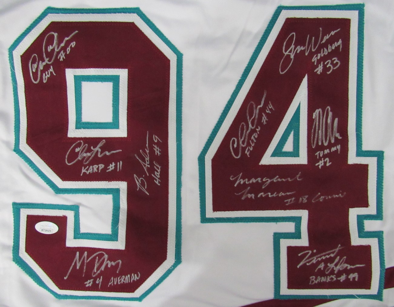 "The Mighty Ducks" Jersey Cast-Signed by (9) with Brandon Adams, Matt Doherty, Aaron Schwartz, Shaun Weiss (JSA COA) at PristineAuction.com "The Mighty Ducks" Jersey Cast-Signed by (9) with Brandon Adams, Matt Doherty, Aaron Schwartz, Shaun Weiss (JSA COA) at PristineAuction.com