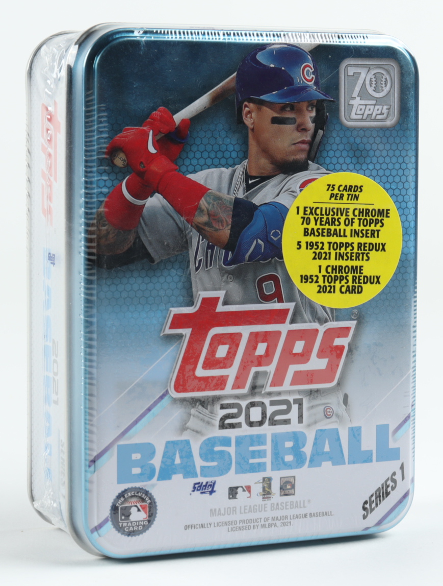 2021 Topps Series 1 Baseball Collectible Tin with (75) Cards at PristineAuction.com 2021 Topps Series 1 Baseball Collectible Tin with (75) Cards at PristineAuction.com