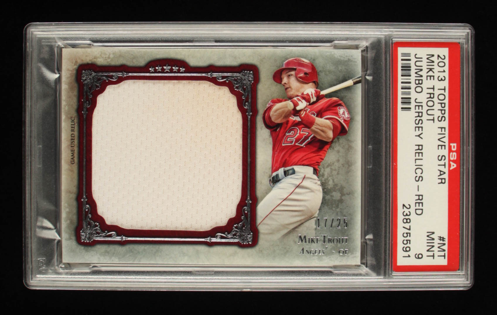 Mike Trout 2013 Topps Five Star Jumbo Jersey Red #MT #17/25 (PSA 9) at PristineAuction.com Mike Trout 2013 Topps Five Star Jumbo Jersey Red #MT #17/25 (PSA 9) at PristineAuction.com