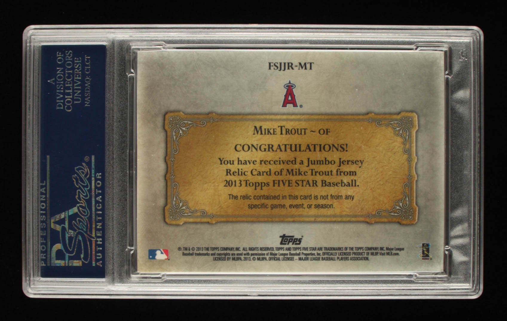 Mike Trout 2013 Topps Five Star Jumbo Jersey Red #MT #17/25 (PSA 9) at PristineAuction.com Mike Trout 2013 Topps Five Star Jumbo Jersey Red #MT #17/25 (PSA 9) at PristineAuction.com