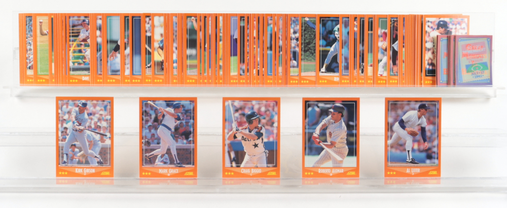 1988 Score Rookie & Traded Complete Set of (110) Baseball Card Box with #10T Kirk Gibson, #103T Craig Biggio, #105T Roberto Alomar, #97T AL Leiter, #80T Mark Grace (See Description)