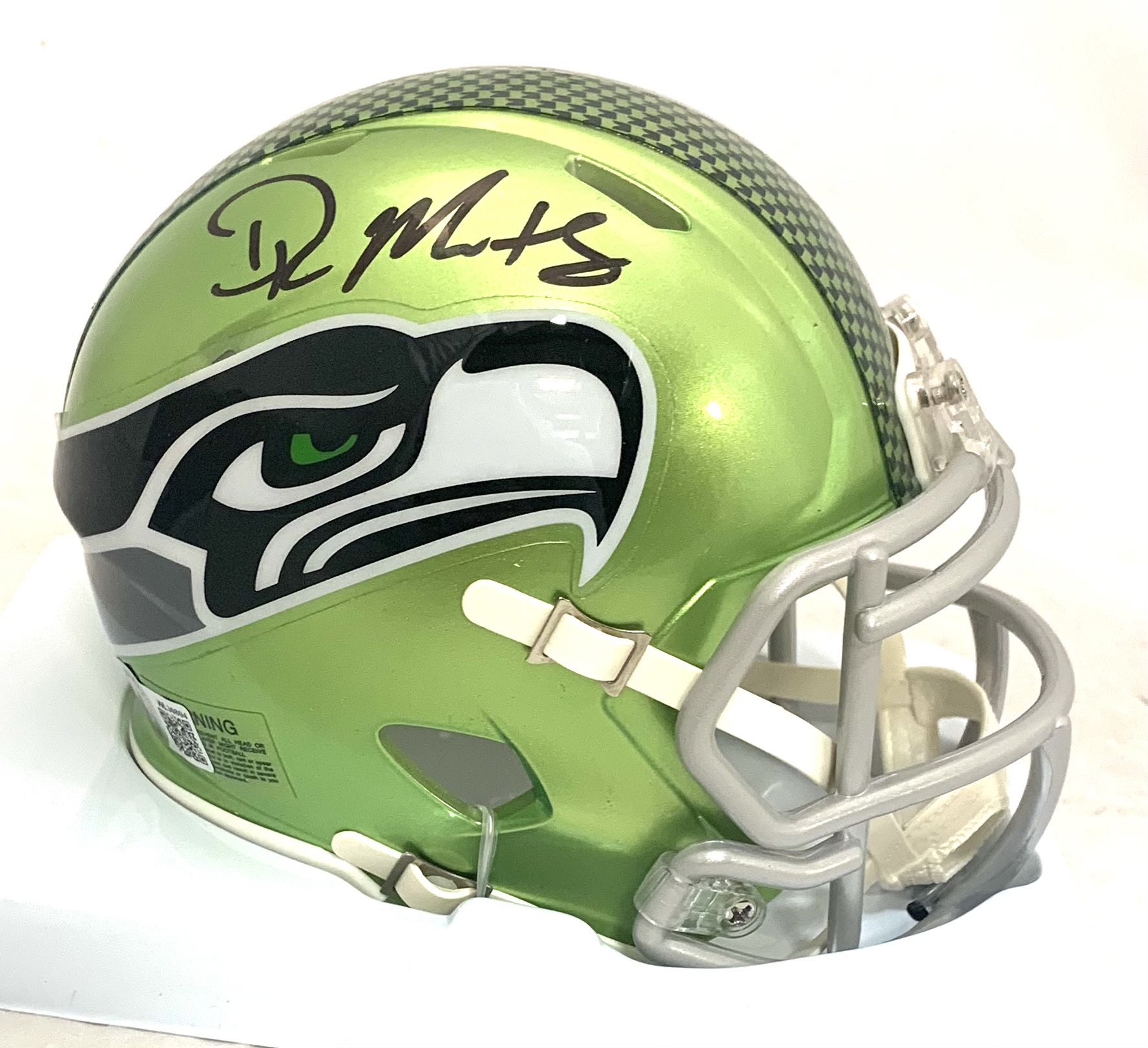 DK Metcalf Signed Seahawks Flash Alternate Speed Mini Helmet (Beckett) at PristineAuction.com DK Metcalf Signed Seahawks Flash Alternate Speed Mini Helmet (Beckett) at PristineAuction.com