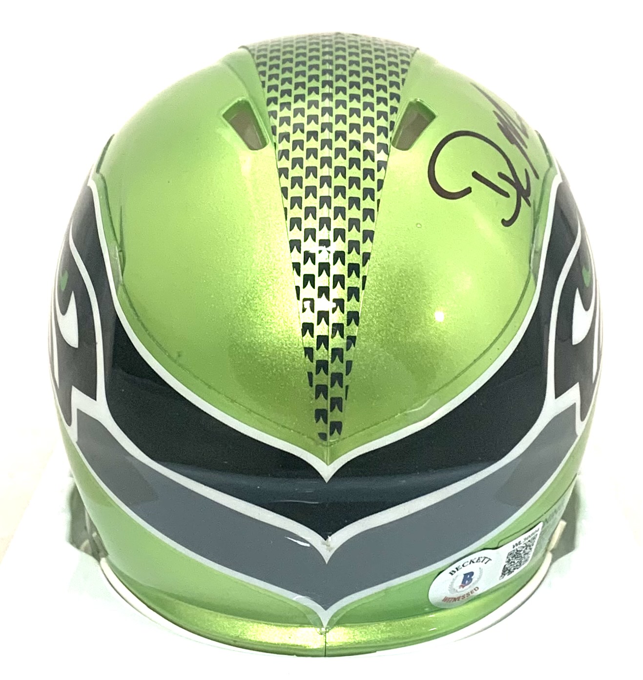 DK Metcalf Signed Seahawks Flash Alternate Speed Mini Helmet (Beckett) at PristineAuction.com DK Metcalf Signed Seahawks Flash Alternate Speed Mini Helmet (Beckett) at PristineAuction.com