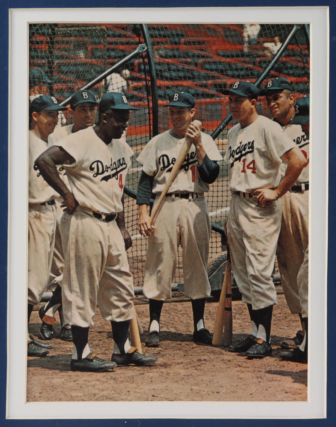 Jackie Robinson 33x37 Custom Framed LE Jersey Display with (2) 50th Anniversary Pins at PristineAuction.com Jackie Robinson 33x37 Custom Framed LE Jersey Display with (2) 50th Anniversary Pins at PristineAuction.com