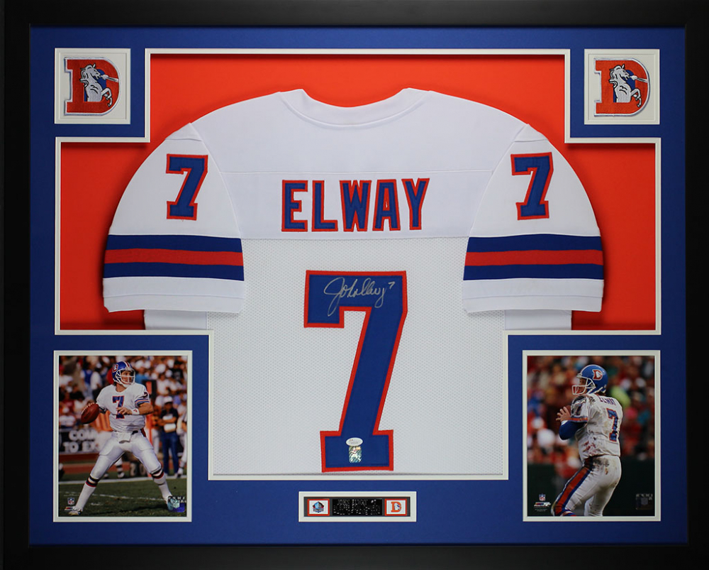 John Elway Signed 35x43 Custom Framed Jersey Display (JSA) Pristine