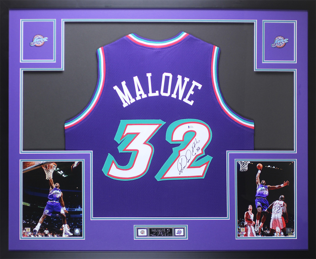 Karl Malone Signed 35x43 Custom Framed Jersey Display (Beckett) at PristineAuction.com Karl Malone Signed 35x43 Custom Framed Jersey Display (Beckett) at PristineAuction.com
