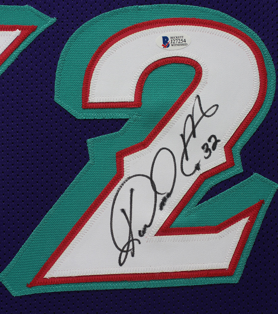 Karl Malone Signed 35x43 Custom Framed Jersey Display (Beckett) at PristineAuction.com Karl Malone Signed 35x43 Custom Framed Jersey Display (Beckett) at PristineAuction.com