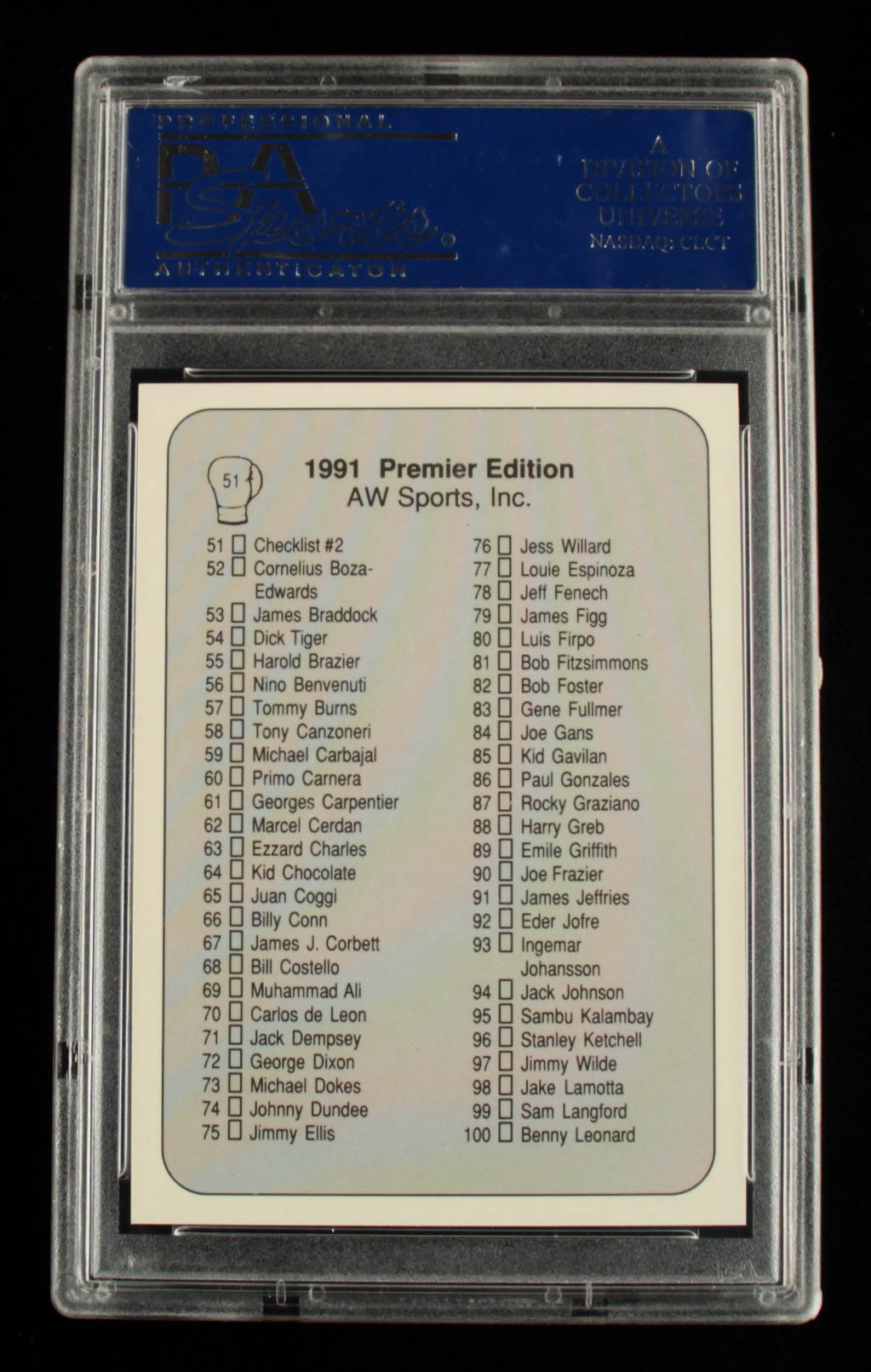 1991 All World #51 Checklist #2 / Ken Norton / Joe Frazier / Larry Holmes / George Foreman / Muhammad Ali (PSA 10) at PristineAuction.com 1991 All World #51 Checklist #2 / Ken Norton / Joe Frazier / Larry Holmes / George Foreman / Muhammad Ali (PSA 10) at PristineAuction.com
