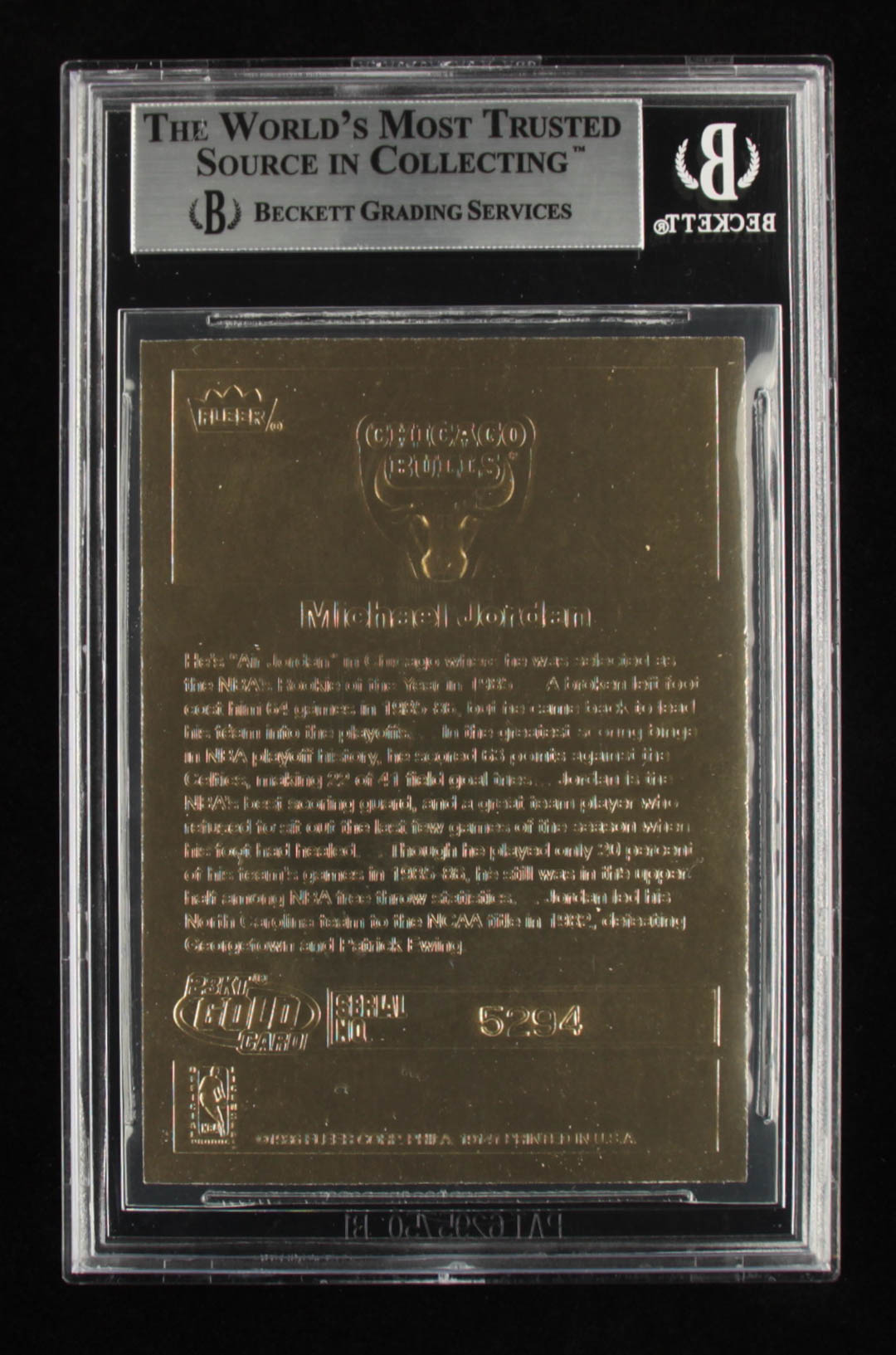 Michael Jordan 1994-00 Bleachers 23 Karat Gold #57 #5,294 (BGS 8.5) at PristineAuction.com Michael Jordan 1994-00 Bleachers 23 Karat Gold #57 #5,294 (BGS 8.5) at PristineAuction.com