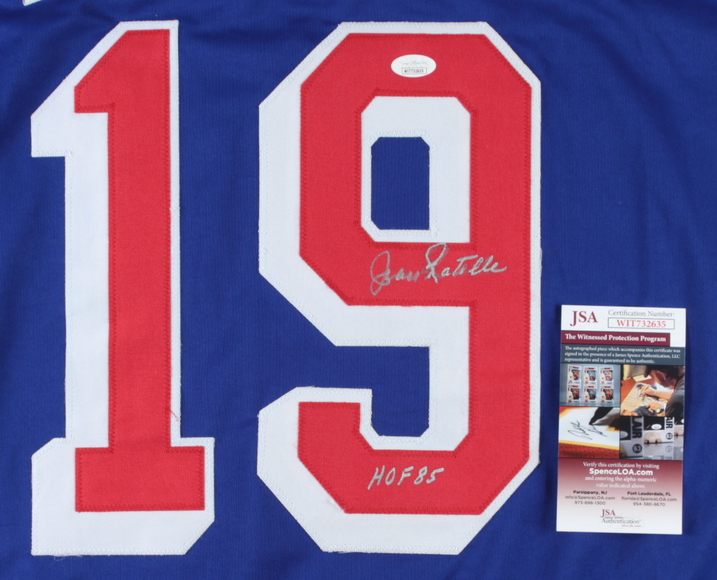 Jean Ratelle Signed Jersey Inscribed "HOF 85" (JSA COA) at PristineAuction.com Jean Ratelle Signed Jersey Inscribed "HOF 85" (JSA COA) at PristineAuction.com