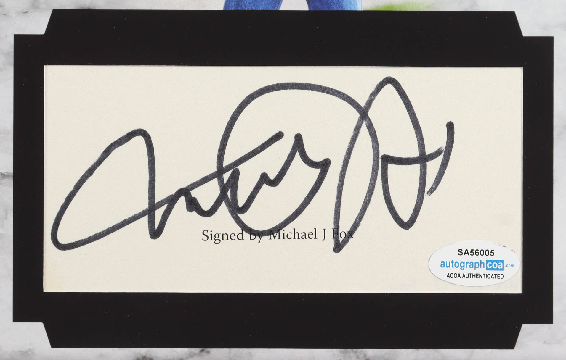 Michael J. Fox Signed "Back to the Future" 2.5x5.5 Cut Display (ACOA Hologram) at PristineAuction.com Michael J. Fox Signed "Back to the Future" 2.5x5.5 Cut Display (ACOA Hologram) at PristineAuction.com