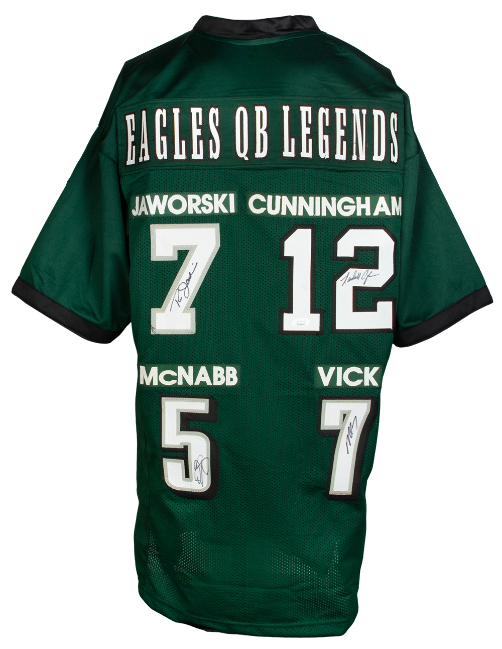 "QB Legends" Jersey Signed by (4) with Ron Jaworski, Randall Cunningham, Donovan McNabb & Michael Vick (JSA) at PristineAuction.com "QB Legends" Jersey Signed by (4) with Ron Jaworski, Randall Cunningham, Donovan McNabb & Michael Vick (JSA) at PristineAuction.com