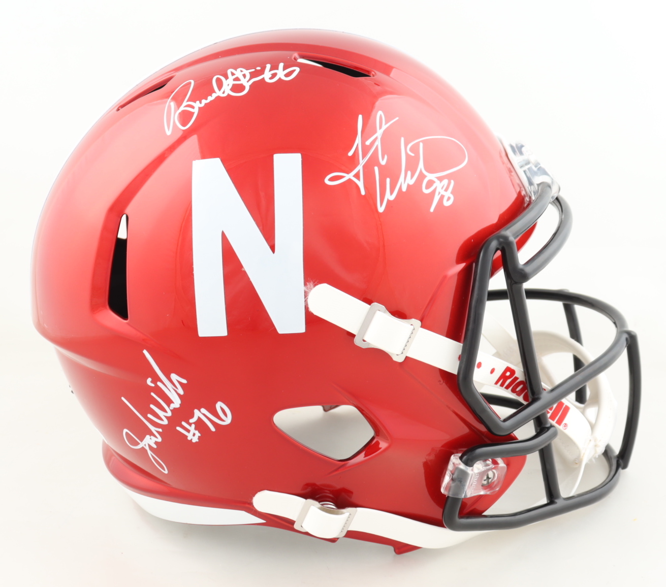 Nebraska Cornhuskers Full-Size Flash Alternate Speed Helmet Team-Signed by (7) with Tommie Frazier, Jason Peter, Grant Wistrom (JSA COA) at PristineAuction.com Nebraska Cornhuskers Full-Size Flash Alternate Speed Helmet Team-Signed by (7) with Tommie Frazier, Jason Peter, Grant Wistrom (JSA COA) at PristineAuction.com