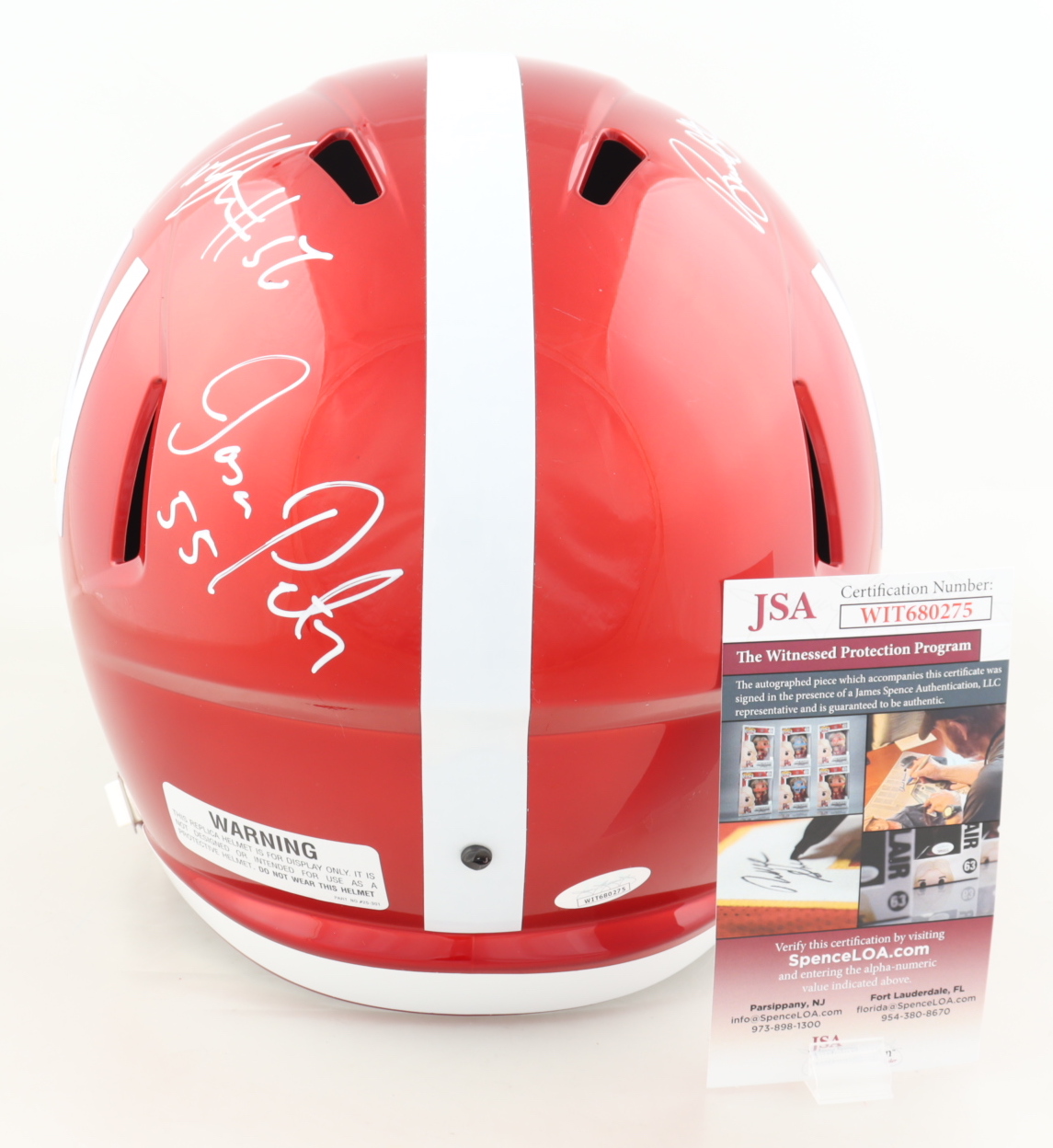 Nebraska Cornhuskers Full-Size Flash Alternate Speed Helmet Team-Signed by (7) with Tommie Frazier, Jason Peter, Grant Wistrom (JSA COA) at PristineAuction.com Nebraska Cornhuskers Full-Size Flash Alternate Speed Helmet Team-Signed by (7) with Tommie Frazier, Jason Peter, Grant Wistrom (JSA COA) at PristineAuction.com