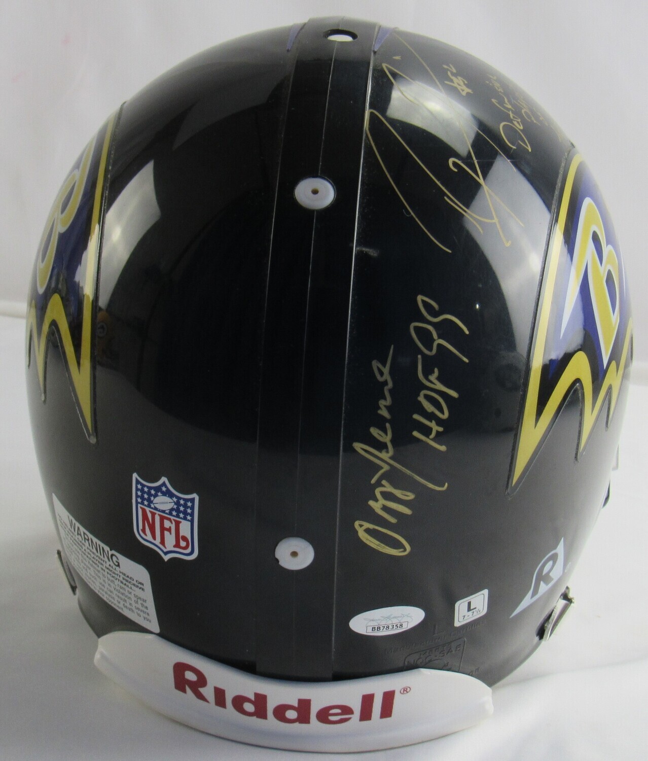 Ray Lewis, Shannon SHarpe & Ozzie Newsome Signed Ravens Full-Size Authentic On-Field Helmet with Multiple Inscriptions (JSA LOA) at PristineAuction.com Ray Lewis, Shannon SHarpe & Ozzie Newsome Signed Ravens Full-Size Authentic On-Field Helmet with Multiple Inscriptions (JSA LOA) at PristineAuction.com