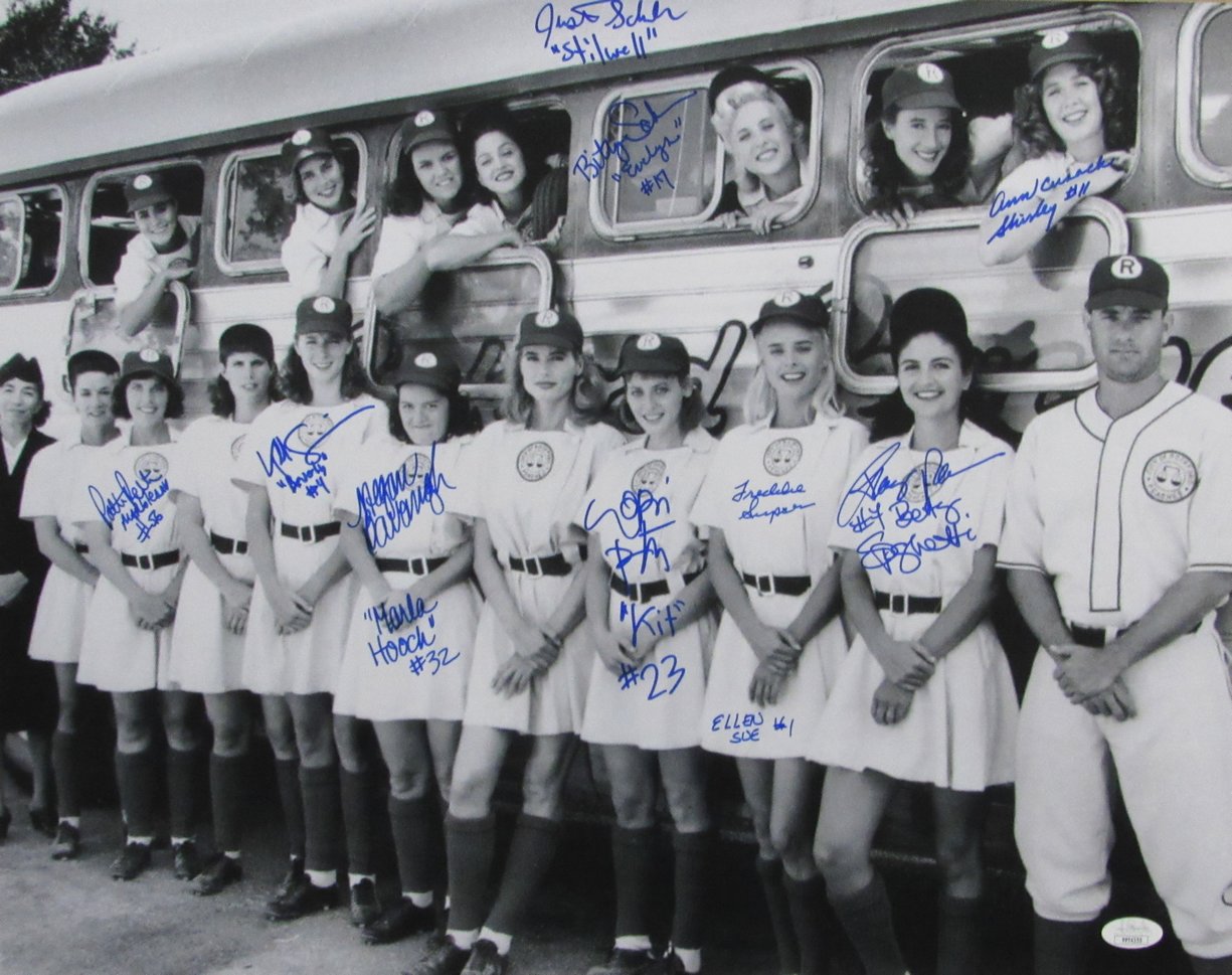 "A League of Their Own" 16x20 Photo Signed by (9) with Lori Petty, Ann Cusack, Tracy Reiner, Freddie Simpson (JSA COA) at PristineAuction.com "A League of Their Own" 16x20 Photo Signed by (9) with Lori Petty, Ann Cusack, Tracy Reiner, Freddie Simpson (JSA COA) at PristineAuction.com