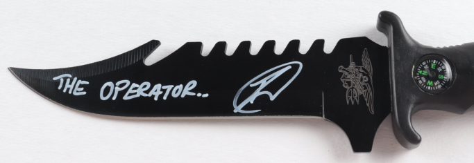Robert O’Neill Signed Navy SEAL Combat Knife Inscribed “The Operator...” (PSA COA) at PristineAuction.com Robert O’Neill Signed Navy SEAL Combat Knife Inscribed “The Operator...” (PSA COA) at PristineAuction.com
