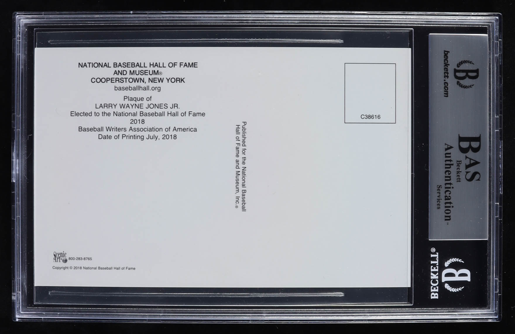 Chipper Jones Signed Gold Hall of Fame Plaque Postcard (BGS ...